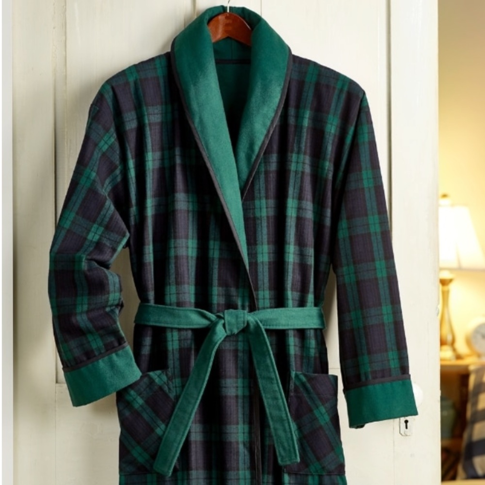 Vermont Country Store Men's Double Comfort Portuguese Flannel Robe - Size L